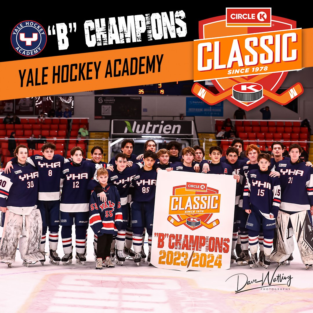 CircleKClassic's tweet photo. Your 2023-24 Circle K Classic "B" Division Champions - Yale Hockey Academy. Congratulations!!! https://t.co/k7jX7KWLiR