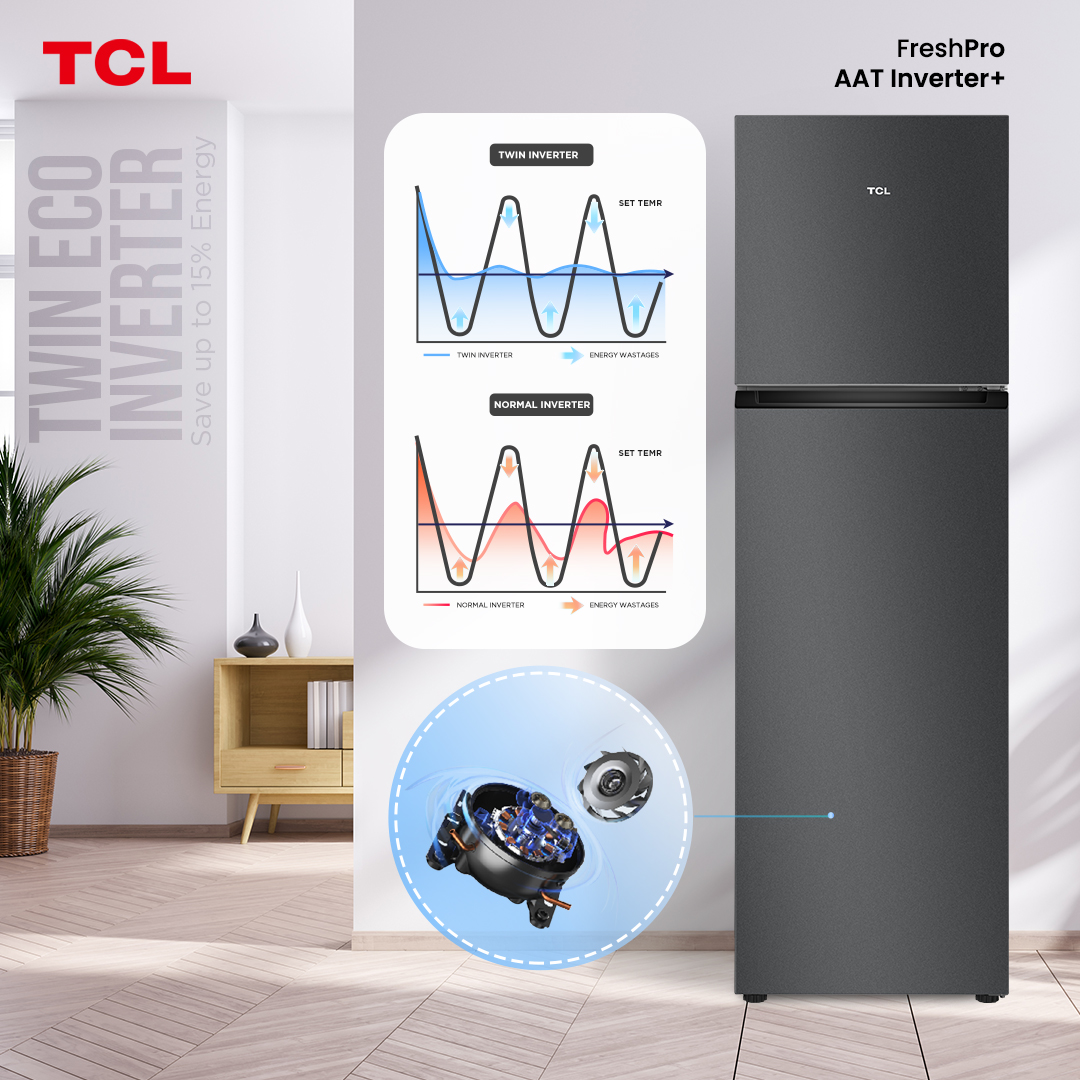 TCLPH's tweet photo. Elevate your cooling experience with TCL's Twin Eco Inverter technology! Enjoy precise temperature control and energy efficiency, keeping your food fresh and your energy bills low. #TCLFreshPro #TCLAATInverterPlus #TCLInspireGreatness #TCLPhilippines https://t.co/Hd814MGjcs