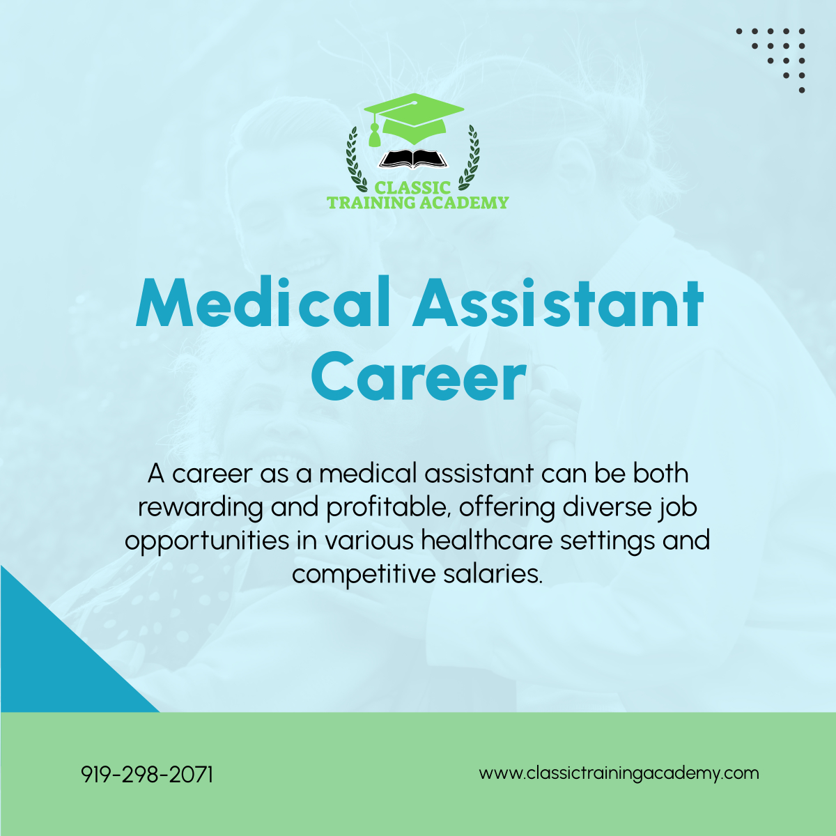 ClassicTrain1's tweet image. Discover the rewarding career of a medical assistant. With diverse job opportunities and competitive pay, it offers fulfillment. Classic Training Academy will help you become an effective medical assistant.

#HealthcareTrainings #HealthcareTrainingSchool #RaleighNC