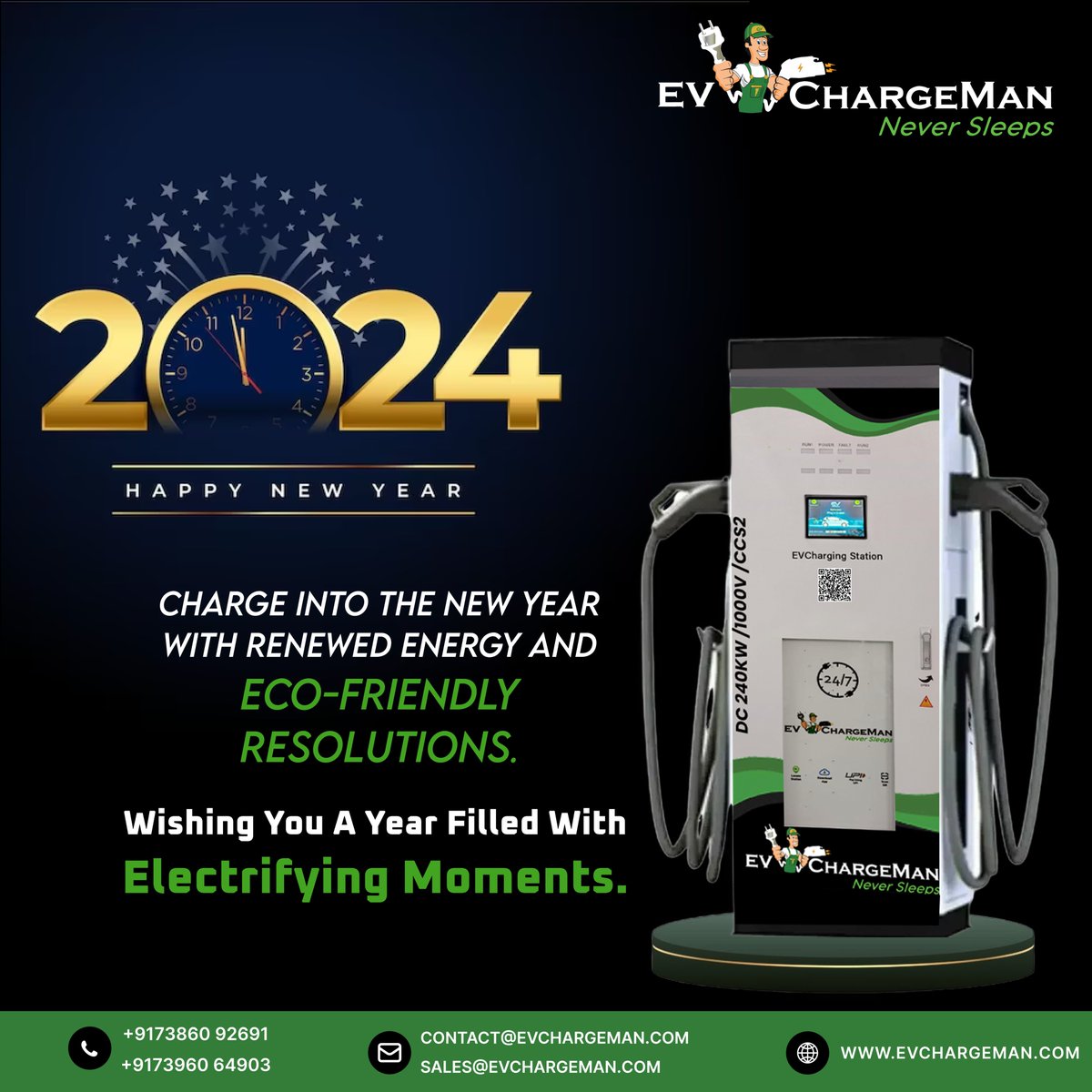 evchargeman's tweet photo. 🔌✨ Happy New Year from EVCHARGEMAN! 🎉 May this year bring you endless miles of eco-friendly adventures and charged-up journeys! 🚗⚡ #EVChargingRevolution #NewYear2023 #CleanEnergyDrive #EVAdventures #ChargeUpTheFuture #SustainableTravel #GreenTechMagic #ZeroEmissionsJourney https://t.co/2zRyX8DoTU