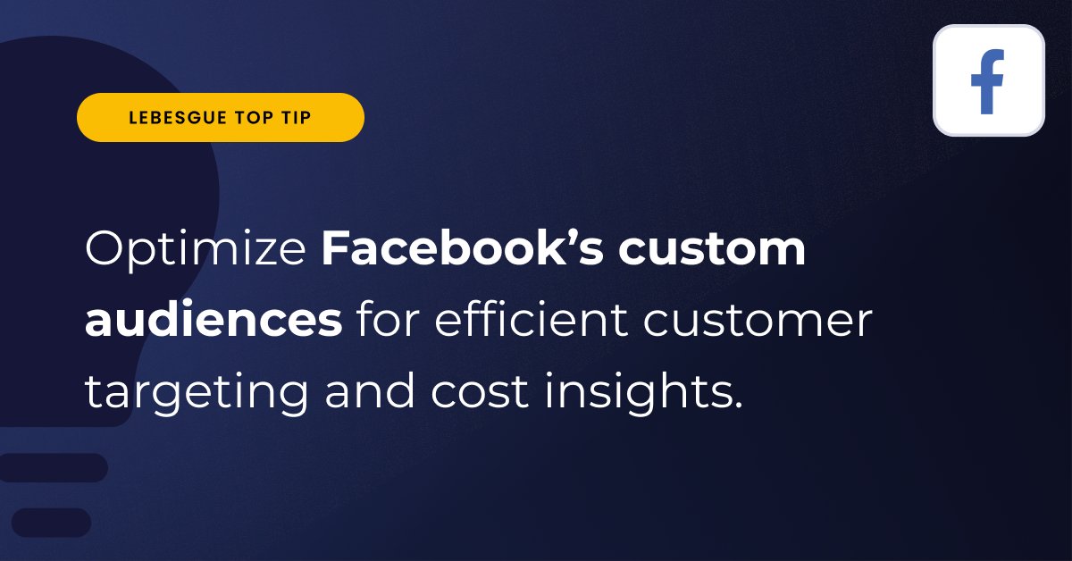AskLebesgue's tweet photo. [ TOP TIP 💡]   

🔍 Navigating Facebook Ads with the #CustomAudiences!  

Ever wondered how to make your #FacebookAds work smarter, not harder? Enter custom audiences – a secret weapon for precision. 👇

#LebesgueTopTip #DigitalMarketing #MarketingTips https://t.co/Ms3GuADxHD