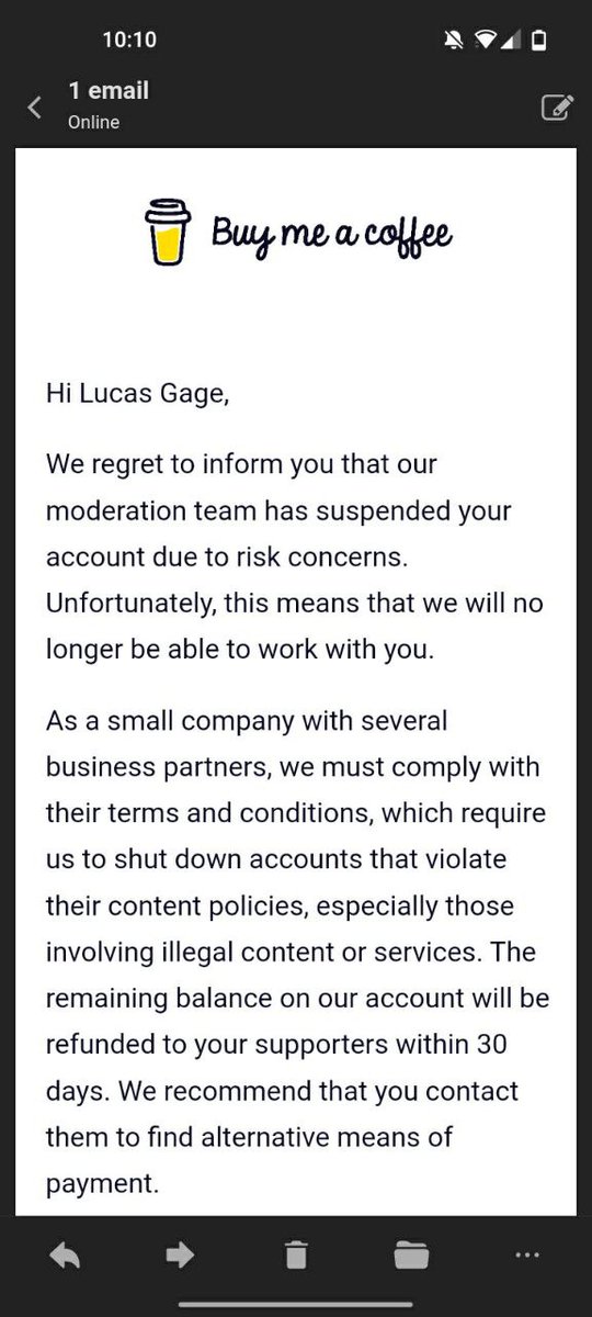 SamParkerSenate's tweet photo. 🚨☕ UPDATE: JEWS JUST KEEP PROVING LUCAS GAGE RIGHT

🔻After getting banned by "Buy Me A Coffee" yesterday, Lucas started a Ko-fi page last night.

🔻Just minutes ago, Ko-fi also suspended him.

#FreeLucasGage https://t.co/2BdCJT6Ts8