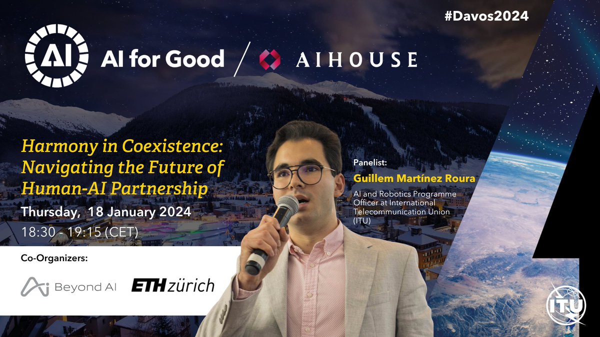 Join me this Thursday in Davos 🇨🇭 for a crucial conversation on how we can nurture collaboration between humans and #AI + #robotics for a sustainable future #AIHouseDavos #Davos2024 #SDGs 

@AIforGood @ETH_en @ETH_AI_Center @BeyondAI_UTokyo