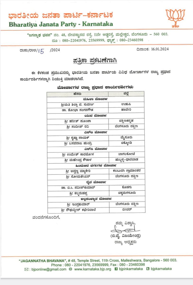 sompatilbjp's tweet photo. ವಿವಿಧ ಮೋರ್ಚಗಳಿಗೆ ರಾಜ್ಯ ಪ್ರಧಾನ ಕಾರ್ಯದರ್ಶಿಯಾಗಿ ನೇಮಕ ಗೊಂಡಿರುವ ತಮ್ಮೆಲ್ಲರಿಗೆ ಅಭಿನಂದನೆಗಳು
@BJP4India @narendramodi
@JPNadda
@BJP4Karnataka
@BYVijayendra https://t.co/rjNHrEUWfJ