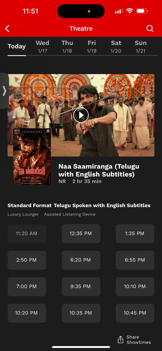 Finally more shows for #NaaSaamiRanga in Dallas
@ShlokaEnts late ga aina shows pencharu🙏

In Dallas today:
NSR 12 shows
GK 5 shows
Hanuman 3 shows