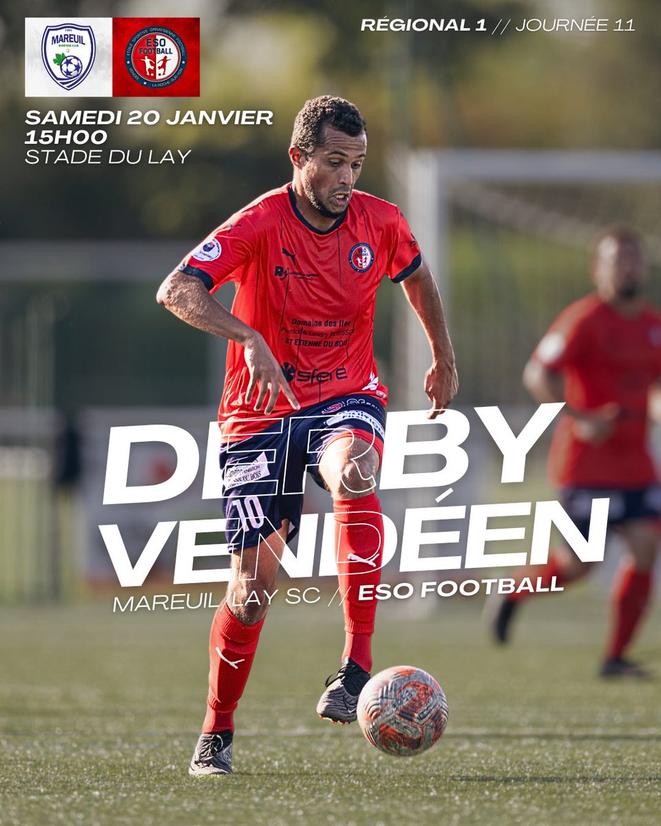 ESOF (@esofootball) on Twitter photo 𝐃𝐄𝐑𝐁𝐘 𝐕𝐄𝐍𝐃𝐄́𝐄𝐍 - 𝑹𝒆́𝒈𝒊𝒐𝒏𝒂𝒍 1 ‼️
🆚 <a href="/MareuilSC/">Mareuil SC</a>
🗓️ Samedi 20 Janvier
⌚️ 15h00
📍 Stade du Lay
#regional1 #derbyvendéen #esof
❤️💙 𝐃𝐄𝐑𝐁𝐘 𝐕𝐄𝐍𝐃𝐄́𝐄𝐍 - 𝑹𝒆́𝒈𝒊𝒐𝒏𝒂𝒍 1 ‼️
🆚 <a href="/MareuilSC/">Mareuil SC</a>
🗓️ Samedi 20 Janvier
⌚️ 15h00
📍 Stade du Lay
#regional1 #derbyvendéen #esof
❤️💙