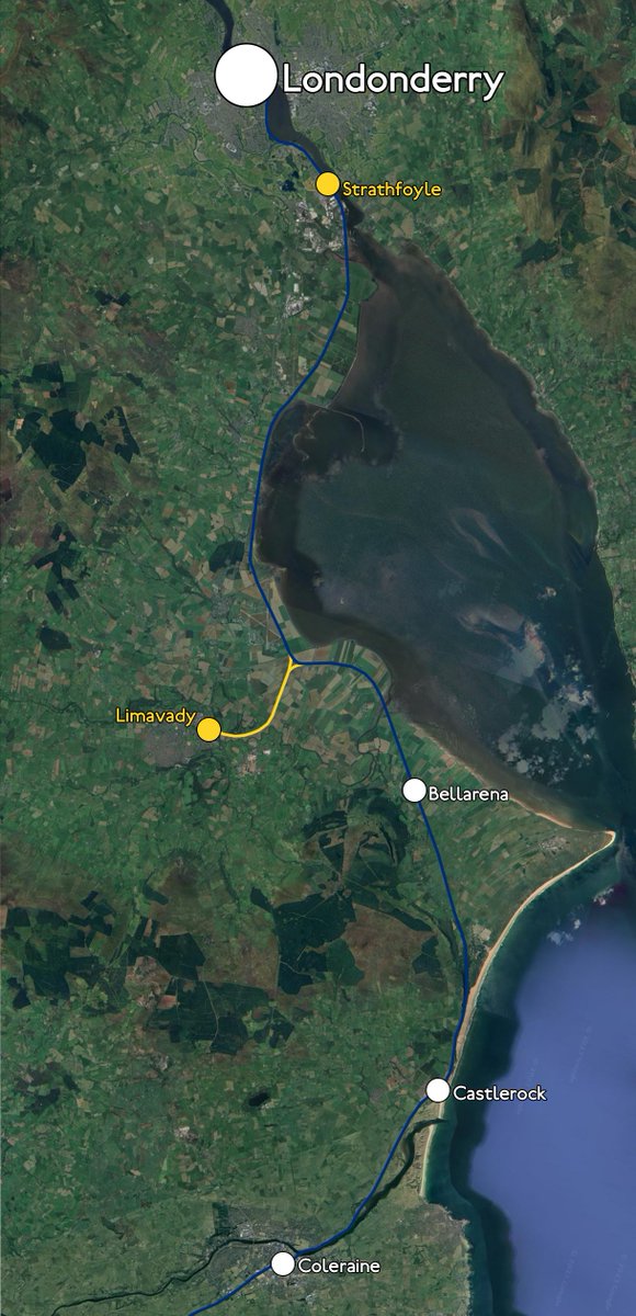 FundTheNINE's tweet photo. Phase Five:
After the entirety of #DuallingNorth is completed, it would then be possible to open a brand new railway station in #Limavady thanks to the massive increase in capcity, flexibility and reliability of the network.
(7/11) https://t.co/uObg7ICPWF