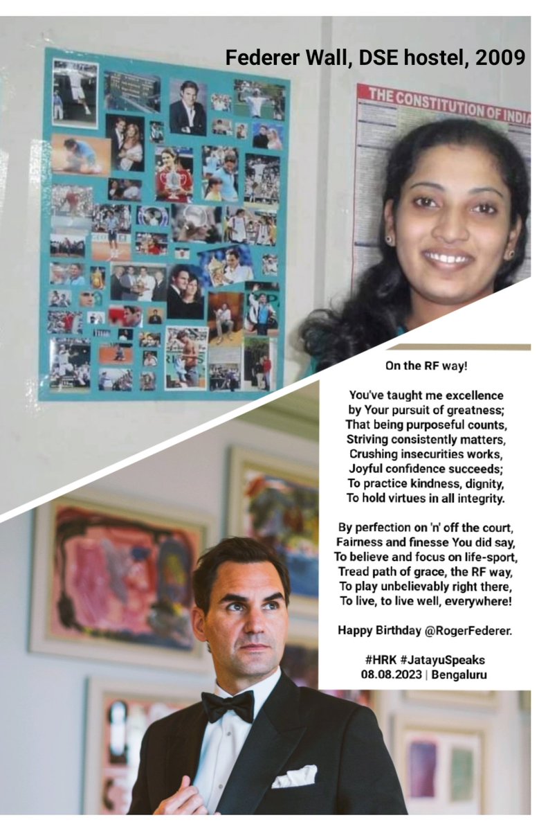 hephsyyy's tweet photo. What a memorable day! To be introduced as a big fan of @rogerfederer & share my testimonial in one sentence: "I owe my journey to my parents & #RogerFederer".
"The Love of Roger Federer is timeless & #unbelievable." #HRK #JatayuSpeaks
#Bengaluru #Tennis #Passion #Saree #BLR https://t.co/CbXT7VZPwk