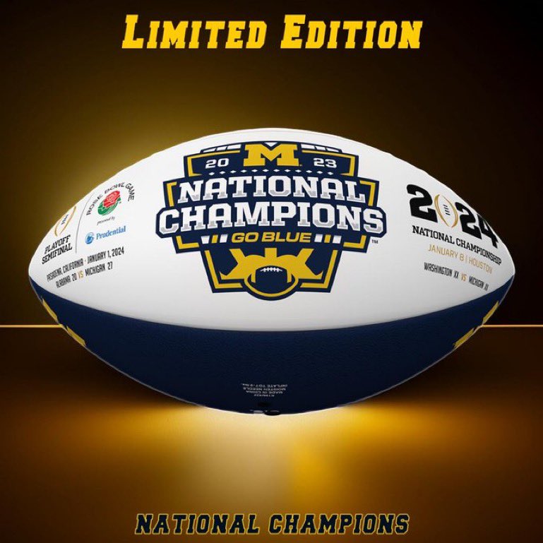 🚨TWITTER GIVEAWAY🚨 Retweet this tweet and tag a friend in the replies who would love one of these Michigan Wolverines National Champion footballs. If selected, you'll both win! Or skip the theatrics, order yours now and use code BELL for $10 off bit.ly/3RMQu3f #GoBlue