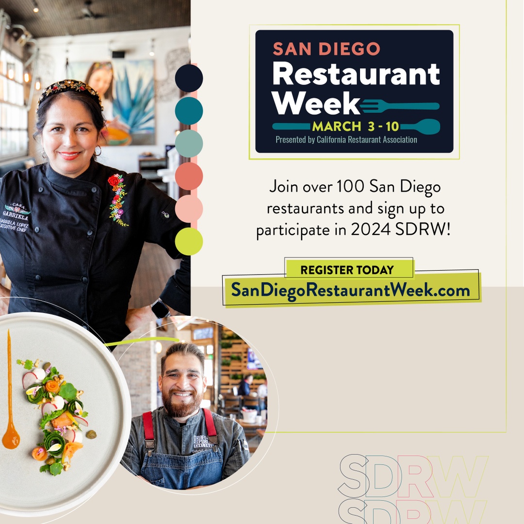 Calling all San Diego Restaurants! San Diego Restaurant Week is a must for your 2024 marketing plan. Register your restaurant today and be a part of the most anticipated 8-day foodie extravaganza this Spring & Fall. sandiegorestaurantweek.com/restaurant-log…