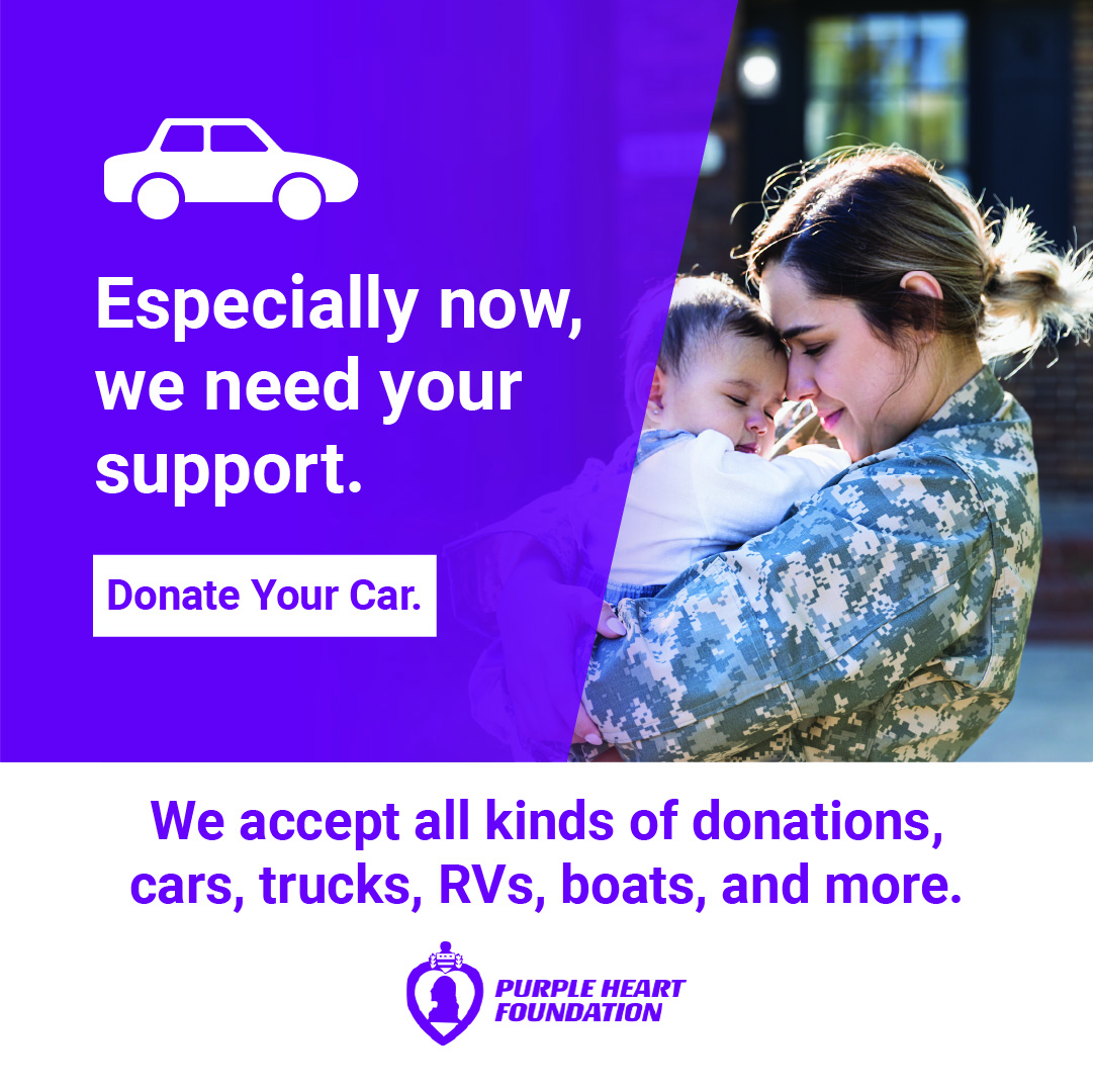 Donating your vehicle to The Purple Heart Foundation gives Veterans and their families a chance to regain their independence and find new paths to success. Call 844-462-4483 or visit bit.ly/47AN9dx to learn more.