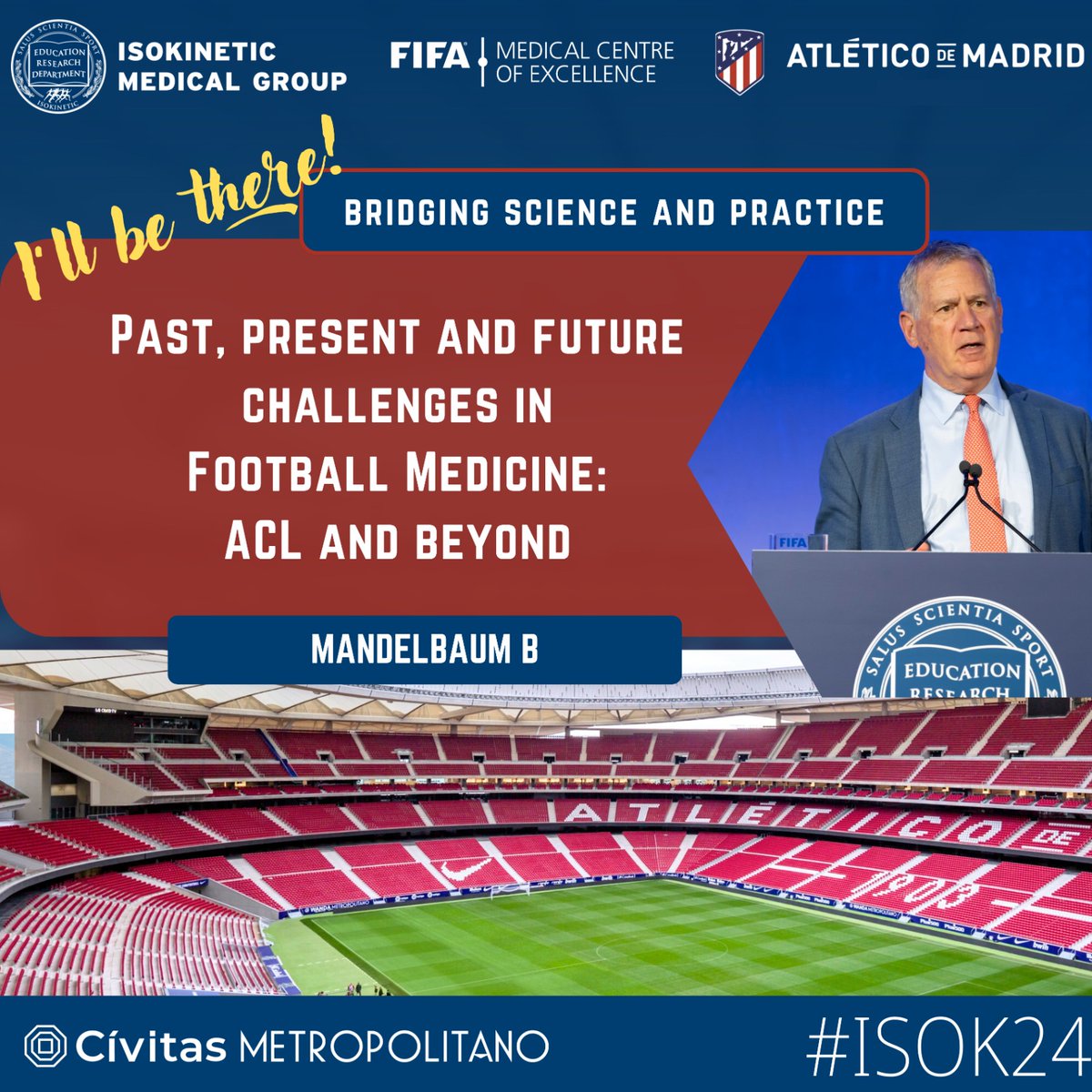 I am honored to be attending and presenting “Past, Present, and Future Challenges in #Football Medicine: ACL and Beyond” at the @footballmed conference this May in Madrid, Spain. #ISOK24