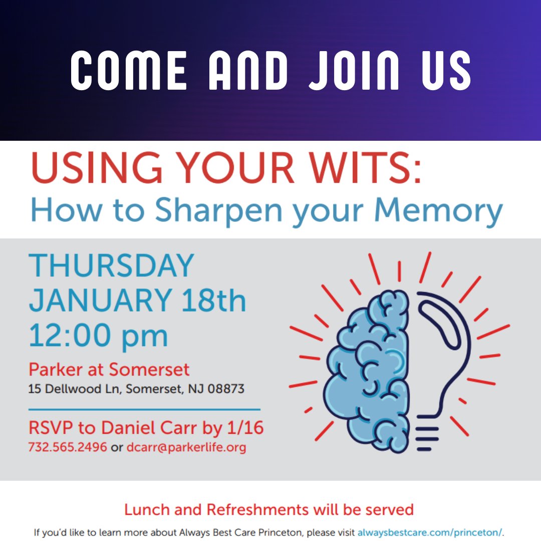 This discussion provides a greater emphasis on memory. Presented by Lisa Bayer, Director of Marketing and Education for Always Best Care.

#EducationalSeminar #SharpenYourMemory #BrainWorkout #MemoryCare #AlwaysBestCare #SeniorCare #SeniorServices #Princeton #TheMoreYouKnow