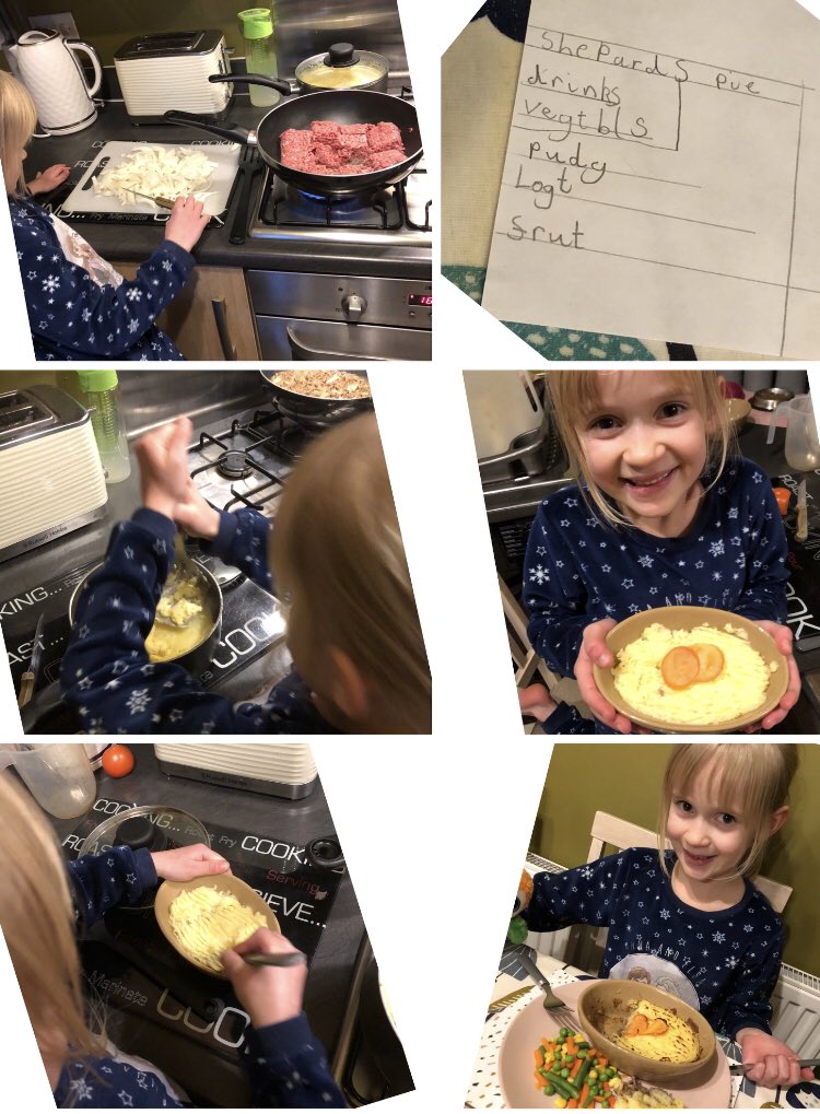 Lynsey246810's tweet image. Little Miss Master Chef in year 2 @HLC_Primary👩‍🍳First time she helped make Cottage Pie @FowlesMiss &amp;amp; @AbleyMrs Her favourite bit was making patterns on the mash &amp;amp; then it went crispy!🍴Credit to the school cooks as she said there’s is the BEST 😊 #LearningToCook #WinterMeals