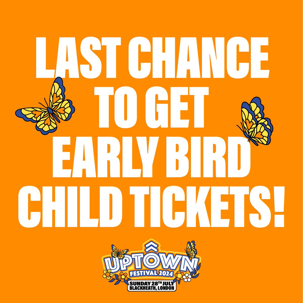 Bringing the whole family to #UptownFestival2024? Act fast! Child Early Bird tickets are almost gone! 🚀 

🎟️ Secure their Early Bird spots now for only £20 before prices go up 👉 uptownfestival.co.uk