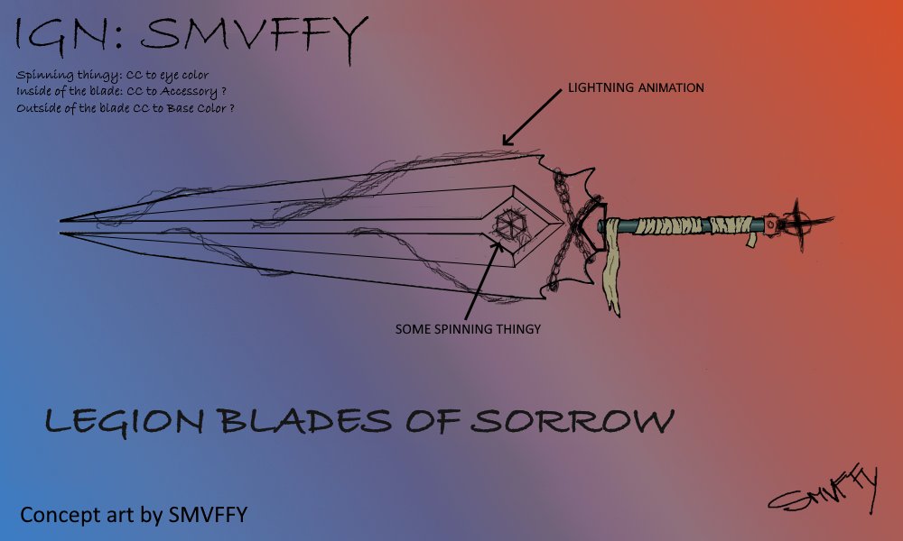SMVFFY's tweet photo. @AE_Contests My 2nd entry for the contest #dage vs #nulgath this time for #DAGE here is the legion version of the swords :)

@AE_Contests 
@BeleenAE 

IGN:SMVFFY https://t.co/SpFV5vCo72