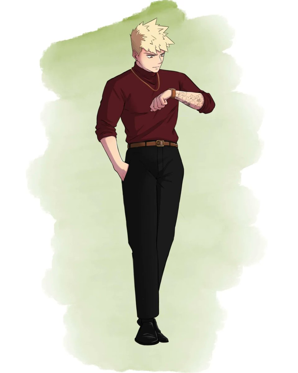 NyxDrawhine's tweet photo. Kacchan college AU casual (spring/fall) / date outfits 🧡

#kacchan https://t.co/iwyoki1CDi
