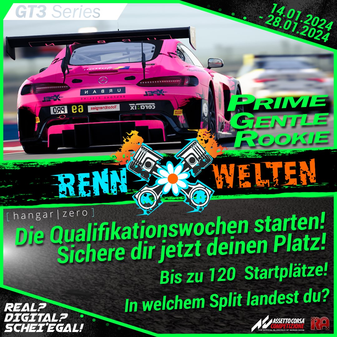 Die Qualiwochen der Season X sind gestartet!

Qualifiziert euch für einen Startplatz in der Prime, Gentle oder Rookie Series in dem ihr bis zum 28. Januar eure Zeiten auf unserem Qualiserver setzt.

Abhängig von eurer Durchschnittszeit werdet ihr in eine der Serien, die eurer