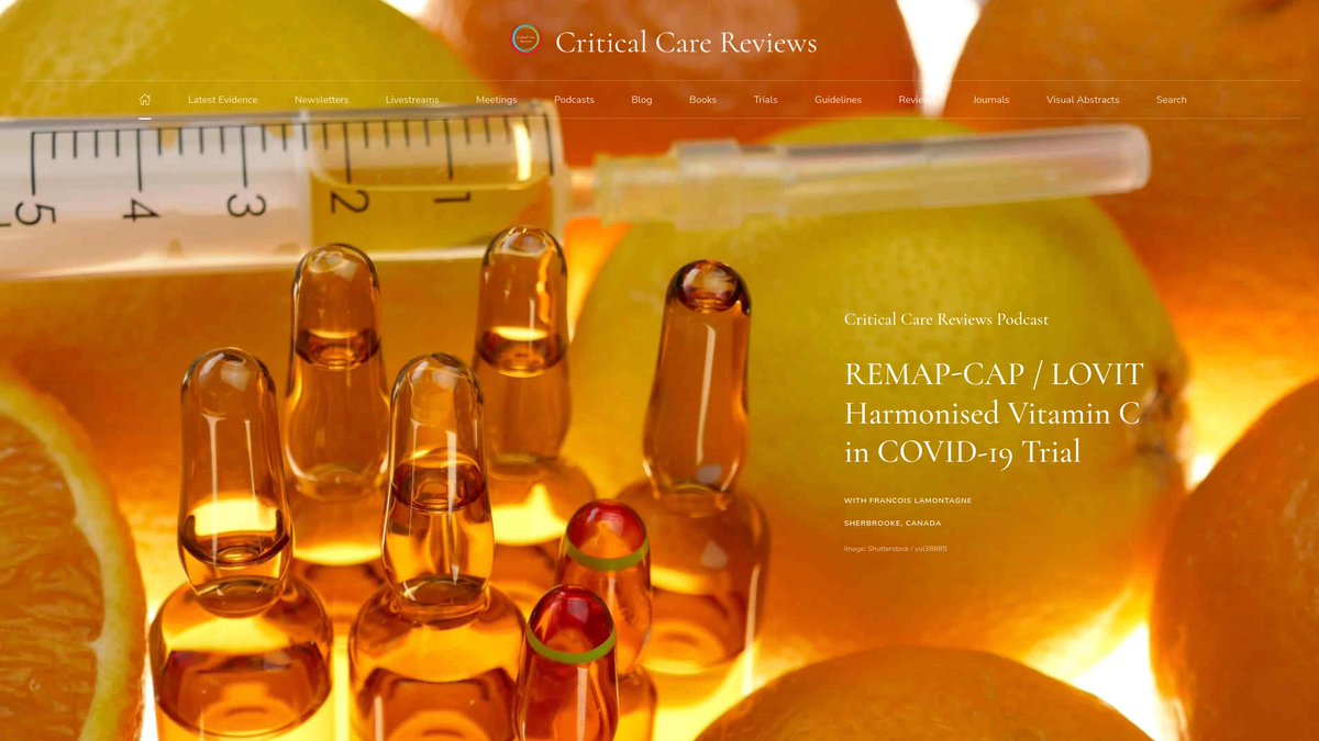 Critical Care Reviews (@critcarereviews) on Twitter photo We're slightly behind on releasing some superb podcasts
Tonight, we have Francois Lamontagne (<a href="/LamontagneFran5/">Francois Lamontagne</a>) discussing the REMAP-CAP / LOVIT-COVID Vitamin C trial recently published in <a href="/JAMA_current/">JAMA</a>
podcast: criticalcarereviews.com/podcasts/covid…
paper: jamanetwork.com/journals/jama/…
<a href="/remap_cap/">remap-cap</a> We're slightly behind on releasing some superb podcasts
Tonight, we have Francois Lamontagne (<a href="/LamontagneFran5/">Francois Lamontagne</a>) discussing the REMAP-CAP / LOVIT-COVID Vitamin C trial recently published in <a href="/JAMA_current/">JAMA</a>
podcast: criticalcarereviews.com/podcasts/covid…
paper: jamanetwork.com/journals/jama/…
<a href="/remap_cap/">remap-cap</a>