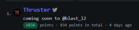 hotnewcrypto's tweet photo. FOMO LEAK ?

Here is a relatively new project that's gaining a lot of traction recently.

▪️▪️▪️▪️▪️▪️▪️

🟢834 points

@ThrusterFi claims to be a DEX leveraging @Blast_L2  native yield, custom liquidity solutions, and cleaner UI/UX to benefit traders, LPs, and developers.