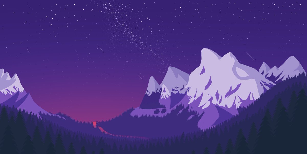 Remastered version of the mountain landscape I sent before.

#mountains #digitalart #nightsky #night #stars #starnight #fallenstars #forest