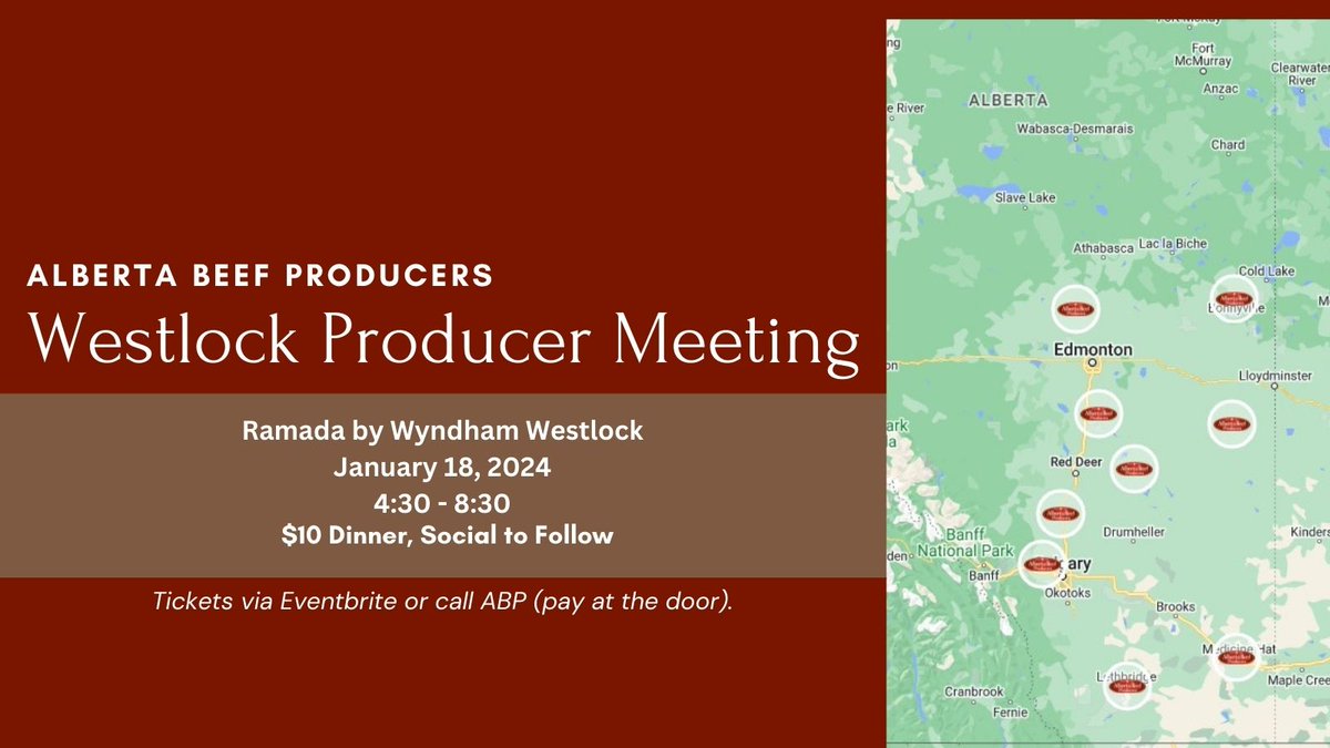 In the greater Westlock area? Join fellow beef producers at the Producer Meeting and dinner on Thursday!