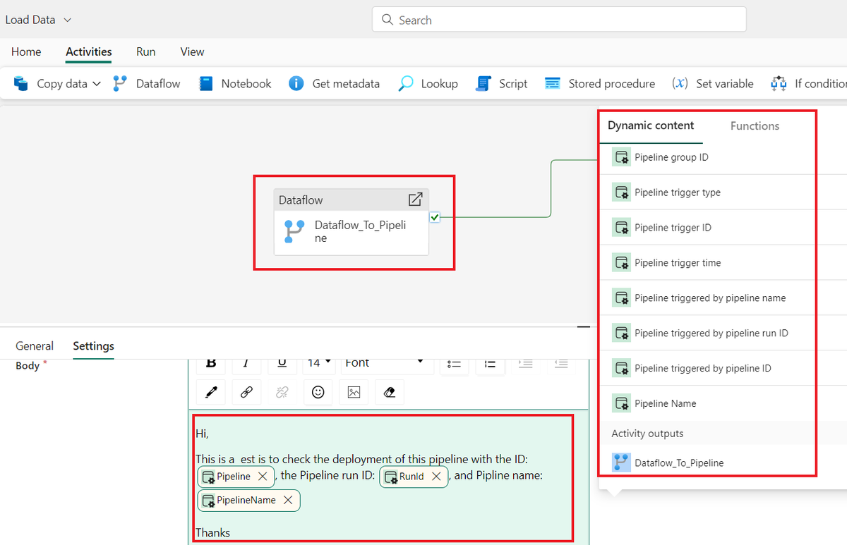 AbiolaDavid01's tweet image. Using dynamic content in Fabric Pipeline is handy to apply parameters, expressions, and functions to create flexible and reusable data pipelines and it solves the problem of hard coding expressions and increase reusability
#MicrosoftFabric #DataPipeline #DynamicContent