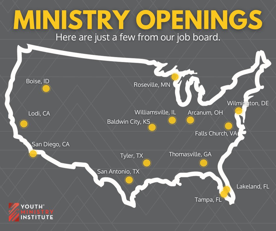 YMinInstitute's tweet photo. Feeling led to explore a Youth Ministry, Children's Ministry, or Family Ministry position?

We've got job opportunities around the country listed on the job board. Explore your future today!

👉 https://t.co/lyAMynoJIF https://t.co/BTWG09aVZy