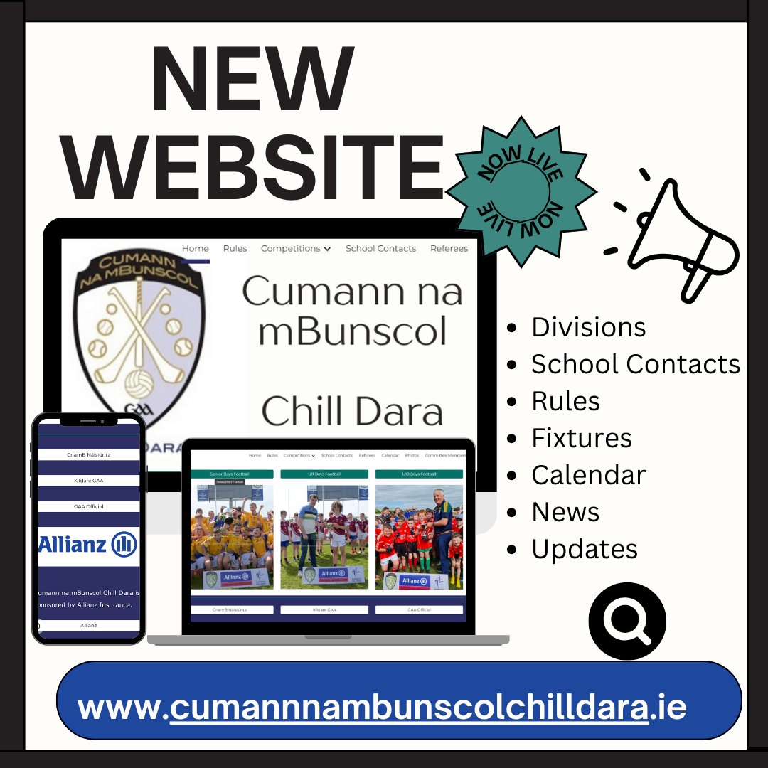 ⚽️🏳️We are delighted to launch our new website is up and running. It will be the main source of information for all Cumann na mBunscol events in Kildare. Please bookmark and save for future reference. cumannnambunscolchilldara.ie #Gaa #KildareGaa @AllianzIreland @cnambnaisiunta