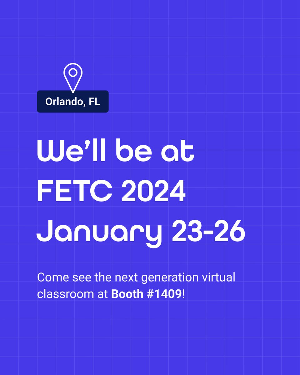 In a few short weeks, we’re headed to #FETC2024! Join us January 23-26 at booth #1409 to discover the next generation virtual classroom.