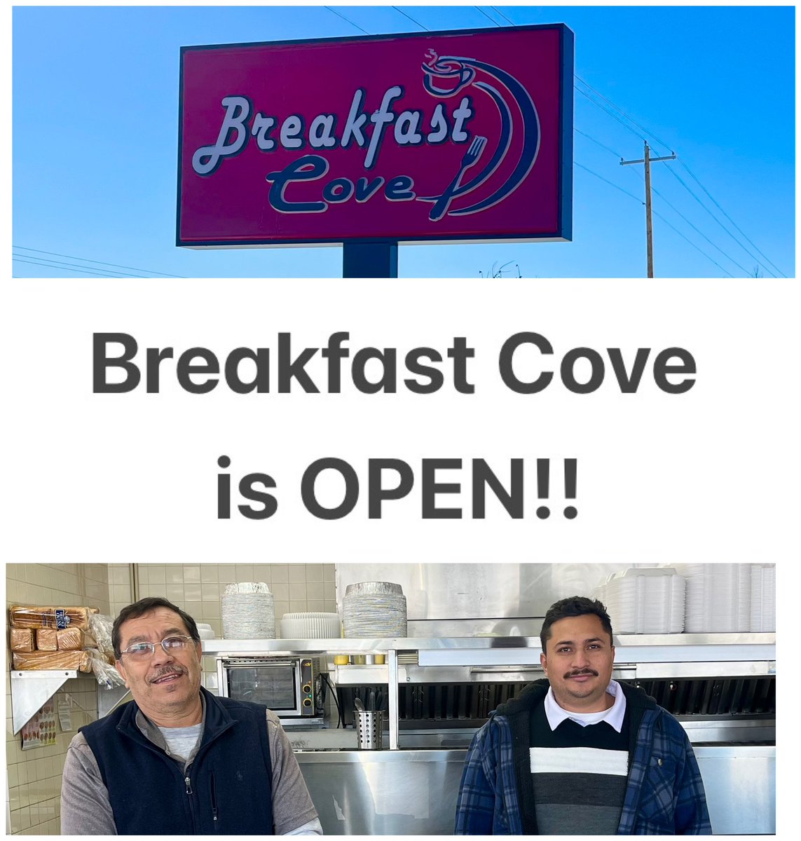 CONGRATULATIONS to our next door Neighbor—Breakfast Cove in Covington!  They are OPEN FOR BUSINESS—291 days after the F3 tornado we experienced last March!  Welcome back!  We missed you!

#ExpressChevrolet🇺🇸
#BreakfastCove
#BuildBackStronger
#expressyourself💪🏼
#HometownDealer