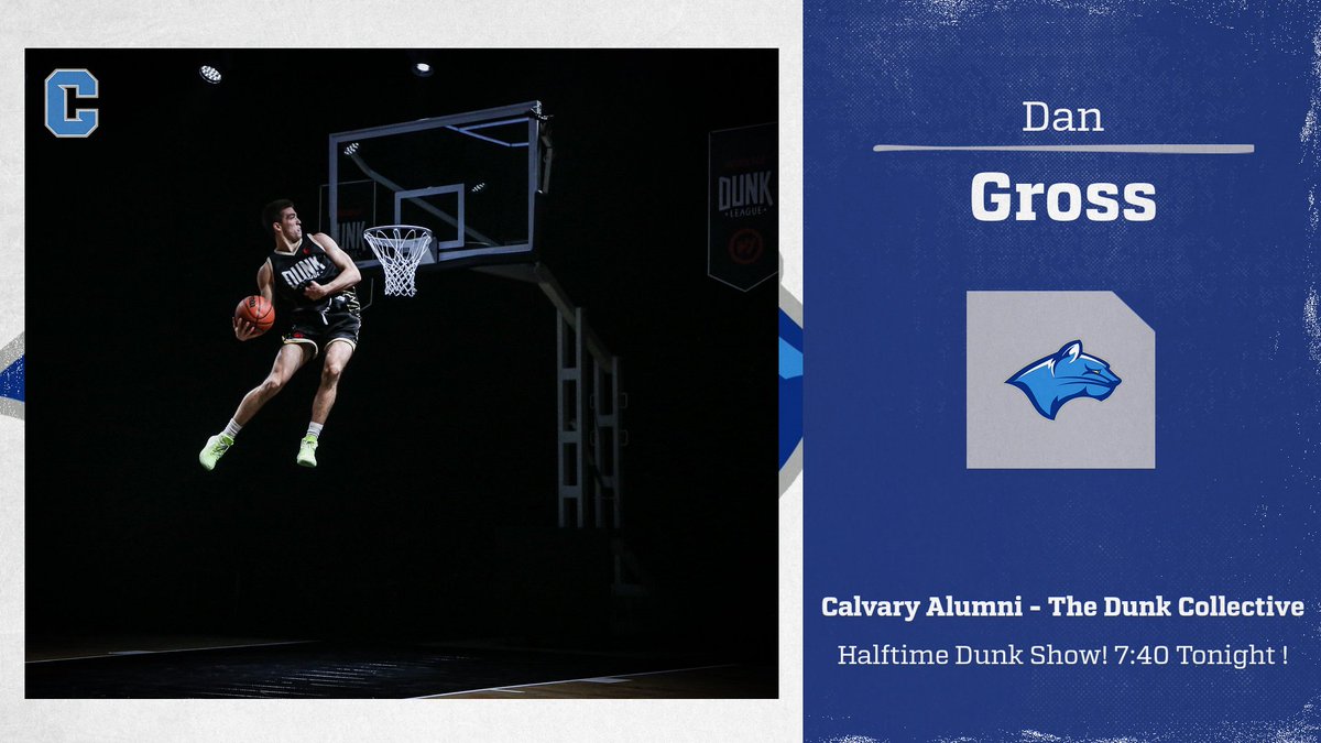 THIS JUST IN!!!!

Tonight's half time show will feature Calvary Alumni

Dan Gross (@dangross44)
Hometown: High Point, NC
High School: Calvary Day
College: Campbell University

Dan is also a part of the Dunk Collective, a group of the best dunkers. Best dunk: 360 scoop elbow