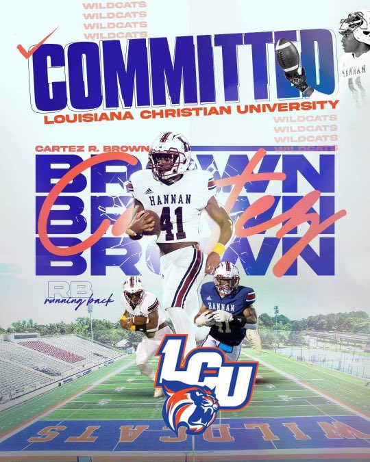 cartez_brown's tweet photo. I am proud to announce that for the next 4 years I will be continuing my athletic and academic career and Louisiana christian university, thanks to all my coaches, parents and friends for supporting me on this journey!!! @SteveSoper8 @drewmaddox8 @GabrielBulliard @LCU_ftball #GIG https://t.co/o6RPpoQRqv