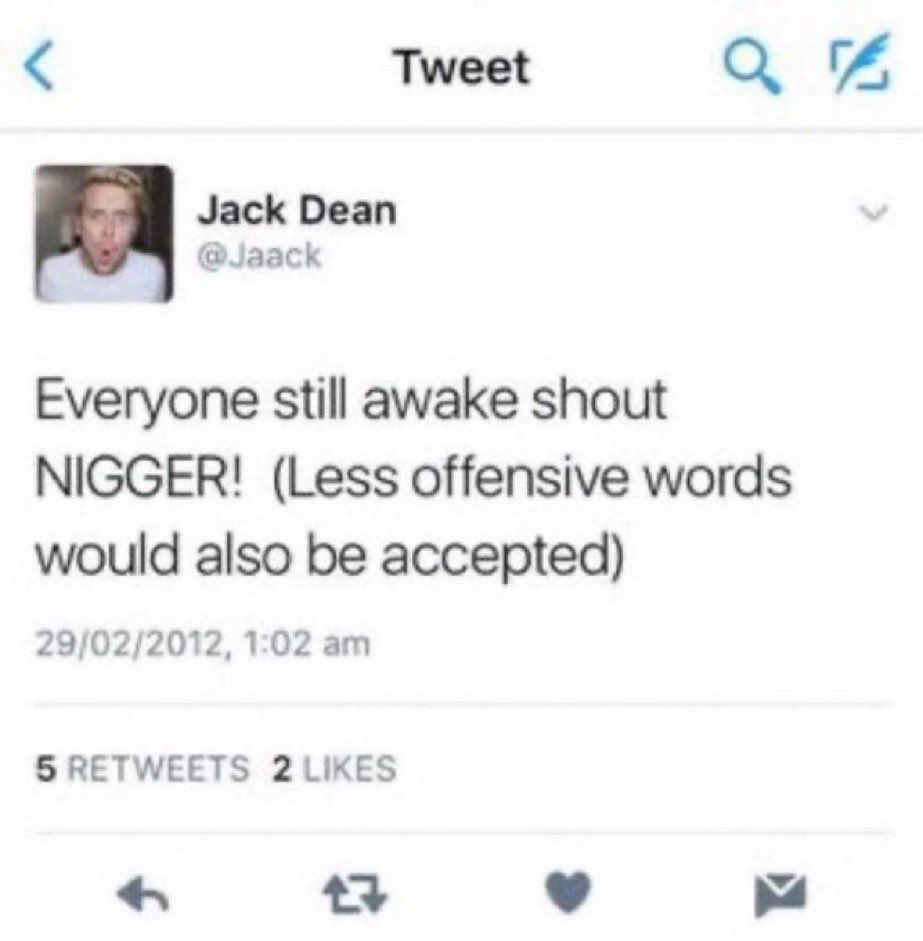BxnLxb's tweet photo. @Jaack @_jaxon21_ @elonmusk You’re right jack there’s no room for racists on this app https://t.co/LCHvxOASJV