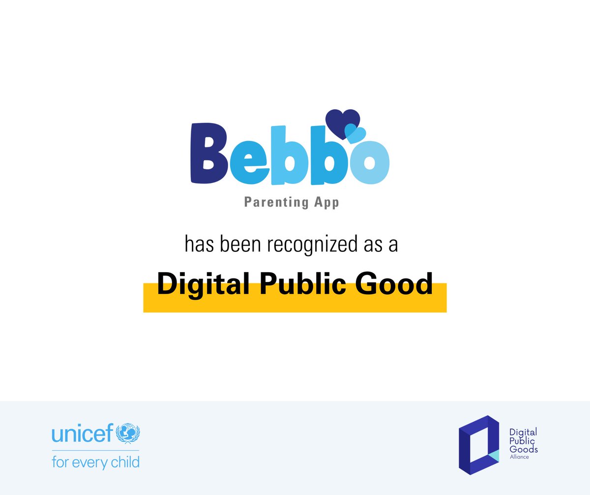 UNICEF_ECA's tweet photo. Bebbo Parenting App received the Digital Public Good status from @DPGAlliance!

UNICEF's Bebbo app was recognized for empowering families worldwide with high-quality parenting resources. Download the app and stay tuned for valuable content and support: https://t.co/7aSLD0bk97. https://t.co/Pk8yuhRGm7