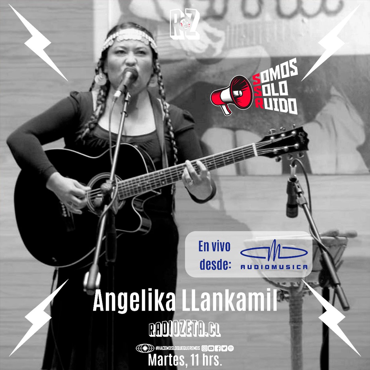 En minutos tendremos poesía y música mapuche mezclada con rock en manos se Angélika Llankamil desde la megatienda de <a href="/audiomusica/">Audiomusica</a> siempre en #SomosSoloRuido 
Desde las 11am por <a href="/RadioZeta_cl/">RadioZeta</a>