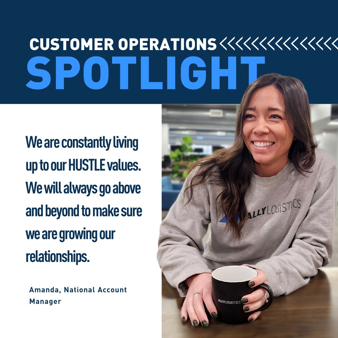 Amanda is an Ally and logistics veteran with almost four years under her belt. She claims she’s “known for shipping cheese around the US” and values that no day is quite the same at Ally.
#spotlight #movingfreightbetter