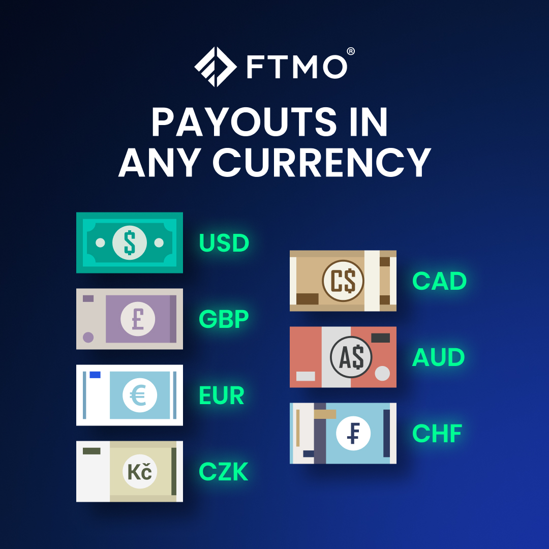 As of today, you can withdraw your payout in any currency you desire. The  choice is yours, whether it will be the US dollar or another currency in  which our FTMO Challenge
