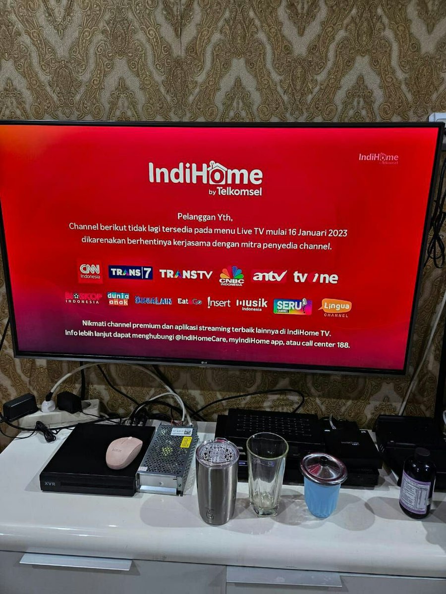 Channel-channel berikut resmi meninggalkan IndiHome TV mulai hari ini: FTA:  Trans TV, Trans 7, CNN Indonesia, CNBC Indonesia, ANTV, tvOne. Channel  TransVision: Bioskop, Dunia Anak, Dunia Lain, Eat&GO, Insert, Musik, Seru,  Lingua.