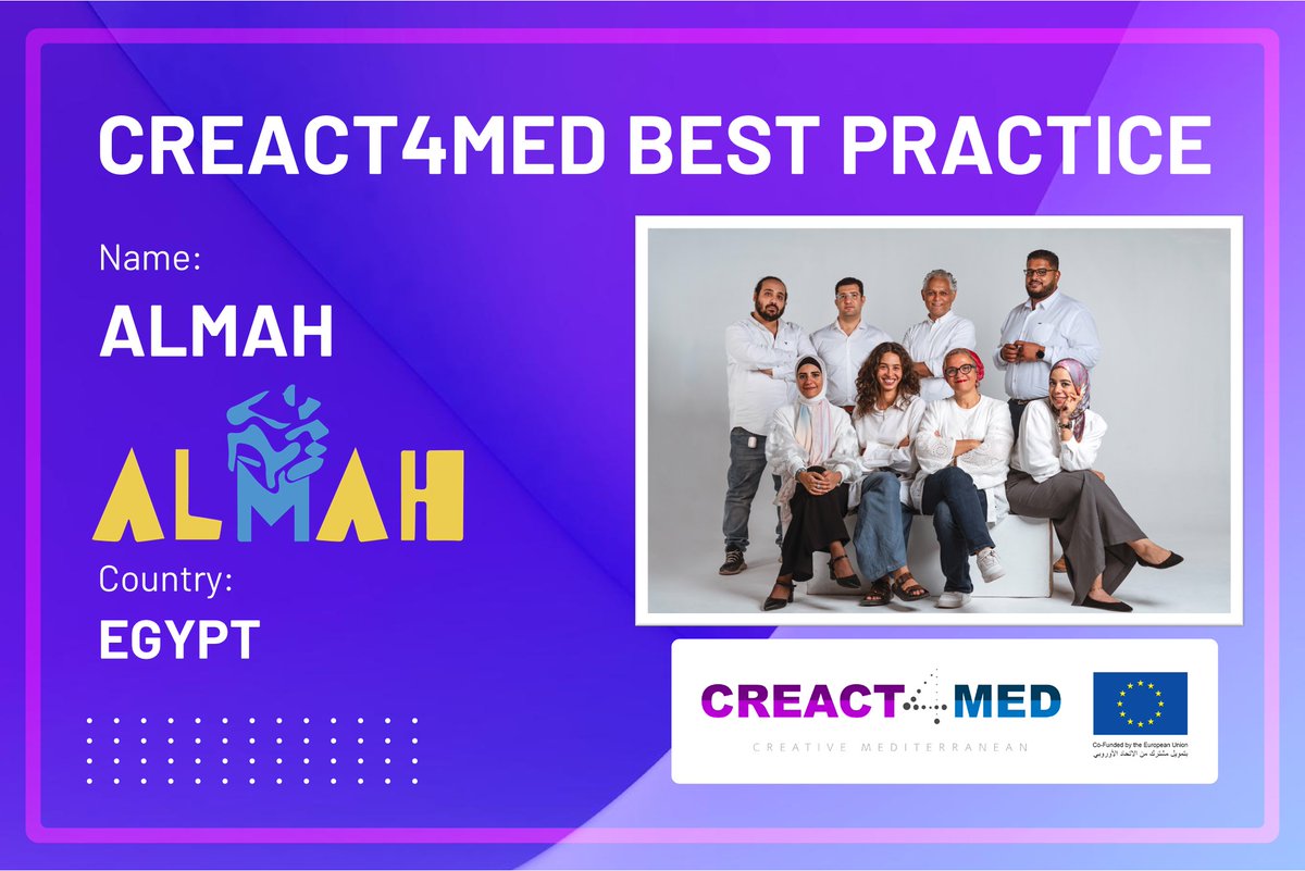 creact4med's tweet photo. ✨1st announcement of the #CREACT4MED Best Practices!✨

Here are the first results great examples of #culturalentrepreneurship, #ecosystemenablement &amp; #RegionalCooperation in #CCI. Read the full details at the #BestPracticeRepository on our website. 

Congratulations to all! 👏 https://t.co/2rbwRXBW5W