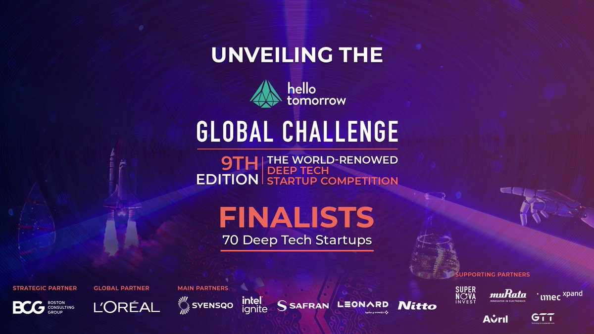 GLOBAL CHALLENGE FINALISTS💥 4,500 applications from around the globe, narrowed down to 70 projects will pitch to win their solutions at our Global Summit, on 21st &amp; 22nd March in Paris
Discover our 70 finalists here 👉 hello-tomorrow.org/70-finalists-b…
Join us 👉 hello-tomorrow.org/global-summit/…