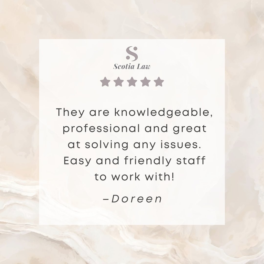 #testimonialtuesday You can trust you're in good hands when you work with Scotia Law! We'll work hard to solve any issues that arrive so that your legal process goes smoothly. 

#halifax #dartmouth #lawfirm #lawyers #probatelaw #realestatelaw #familylaw