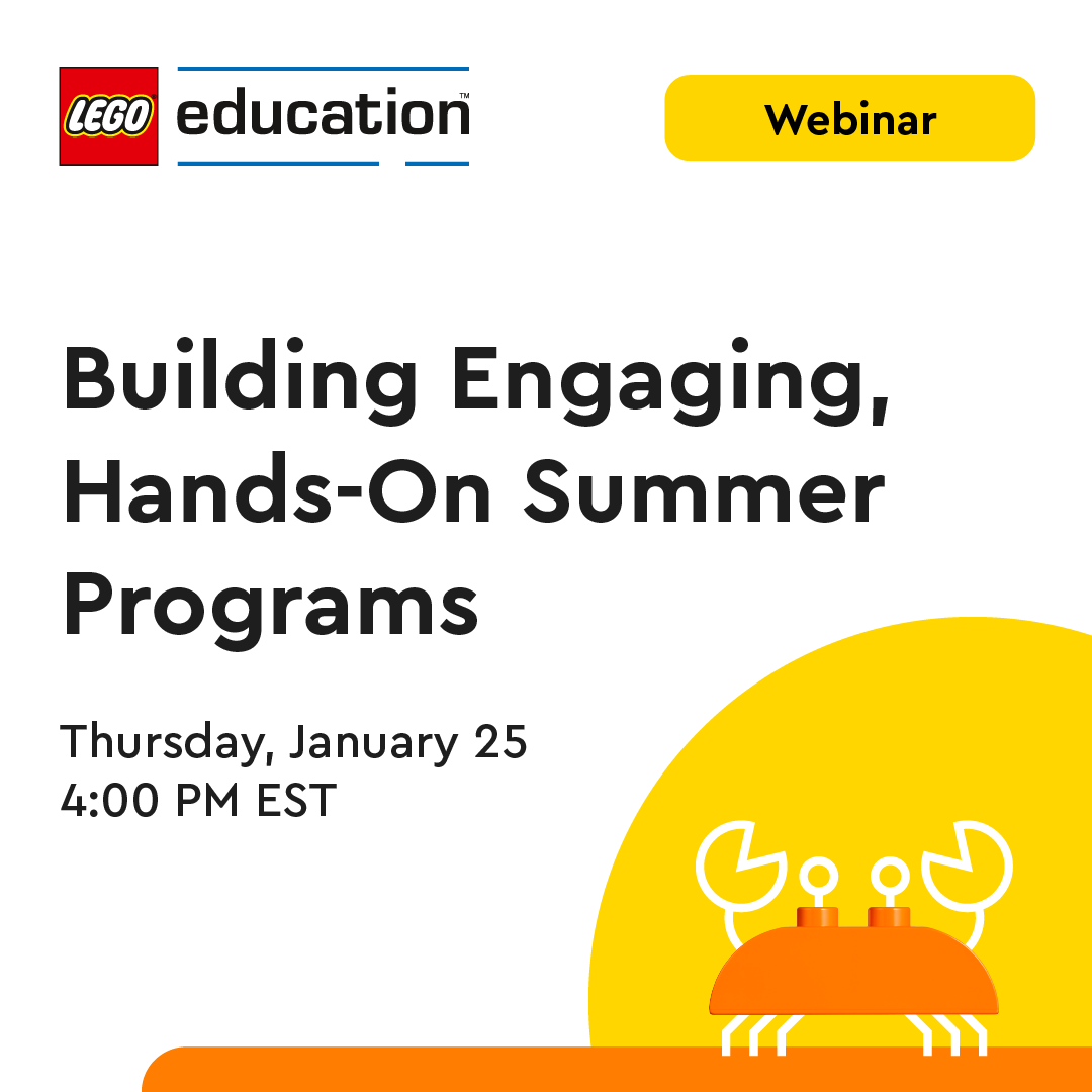 Learn how LEGO Education can help you build and support engaging summer programs for your students. Register now for our live discussion on Jan. 25, 2024 at 4:00 p.m. EST. bit.ly/3HghTpn