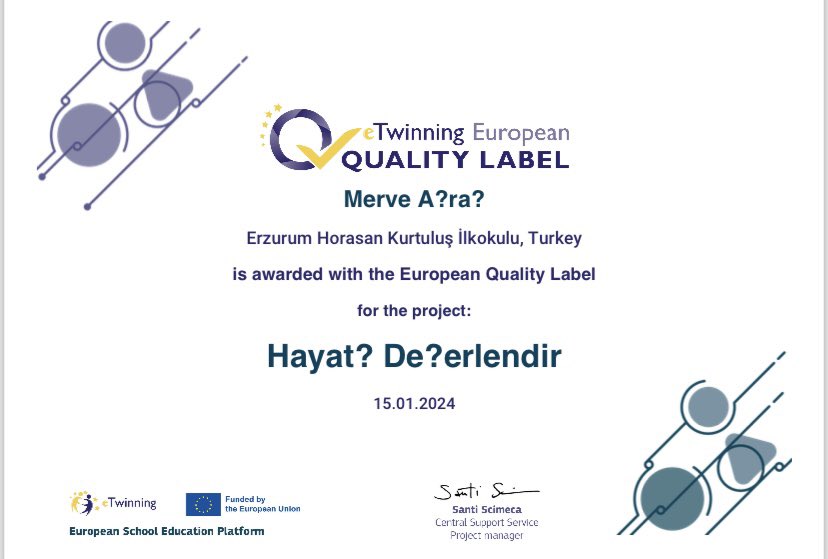KurtulusIlk's tweet photo. Okulumuz Sınıf Öğretmeni Merve Ağraş’ın e-Twinning projesi “ Hayatı Değerlendir” adlı çalışmasıyla Avrupa Kalite Etiketi’ne layık görülmüştür. Öğretmenimizi tebrik ederiz.
@s__karakurt @horasanmem25 @yakupyildiz024 @Erzurum_Mem https://t.co/MDOCUhvWib