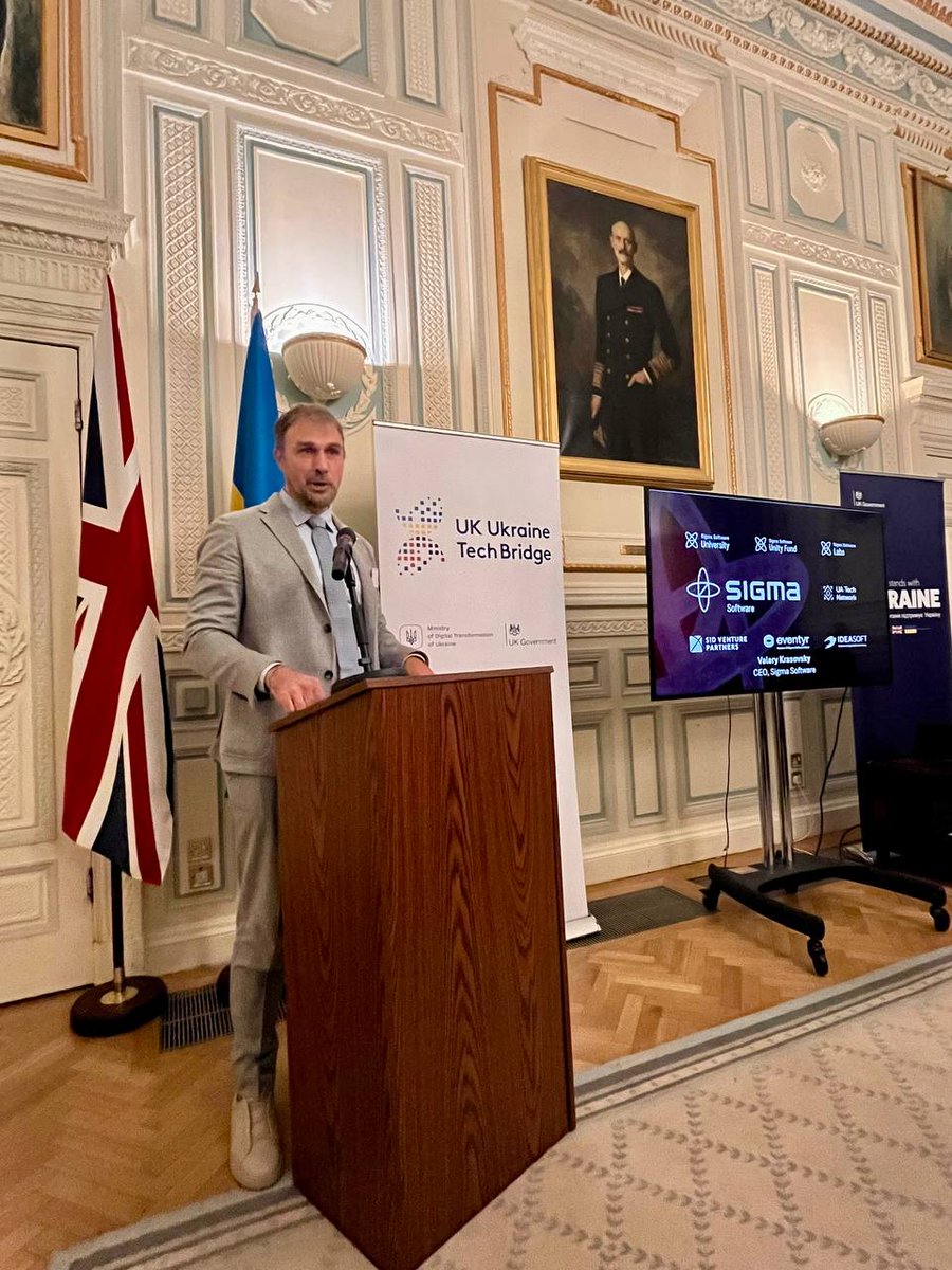 sigmaswgroup's tweet photo. This Monday, Valery Krasovsky, CEO & Co-founder of Sigma Software Group, participated at the UK-Ukraine Tech Bridge board meeting in London. Together with Nusrat Ghani, Minister of Industry and Economic Security of the UK, and Alex Bornyakov, Deputy Minister of Digital Transformation of Ukraine, and CXOs of Amazon Web Services (AWS) UK, Oracle, and Deloitte UK, they discussed how Tech Bridge will accelerate cooperation between our Countries. 

The aim is to receive mutual benefits from skills, innovations, trade, and investments. Practically we are speaking about brining together Ukrainian and UK talents, businesses to have more collaboration on creating innovative products and digitalising economies. With a focus on these four key pillars, Tech Bridge aligns perfectly with our commitment to fostering innovation through collaboration.
 
Later in the evening, Valery Krasovsky and Alexandra Govorukha, Head of Global Affairs at Sigma Software Group, represented our business at the Tech Bridge gathering, where they met prominent tech ecosystem players to find new synergies for innovation growth.

@KrasovskyValery @Nus_Ghani @abornyakov @Alexa_Govorukha

#UKUkraine #TechBridge #UKUA #Partnership
