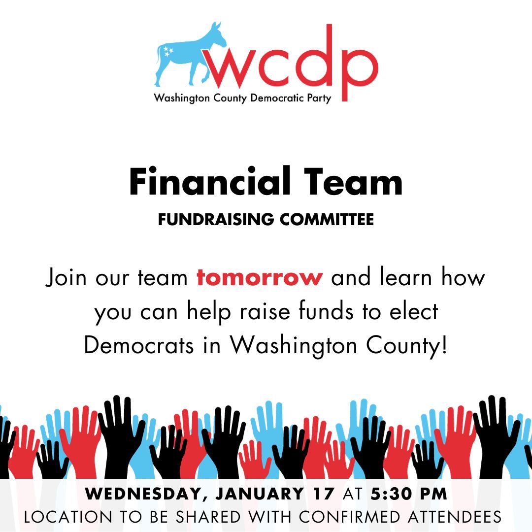 WCTNDP's tweet photo. Our fundraising team is meeting tomorrow, Wednesday, January 17 at 5:30 pm (location to be shared with attendees only). Interested in helping Democrats raise the funds needed to run competitive campaigns? Join us!! https://t.co/83z7AIL34N