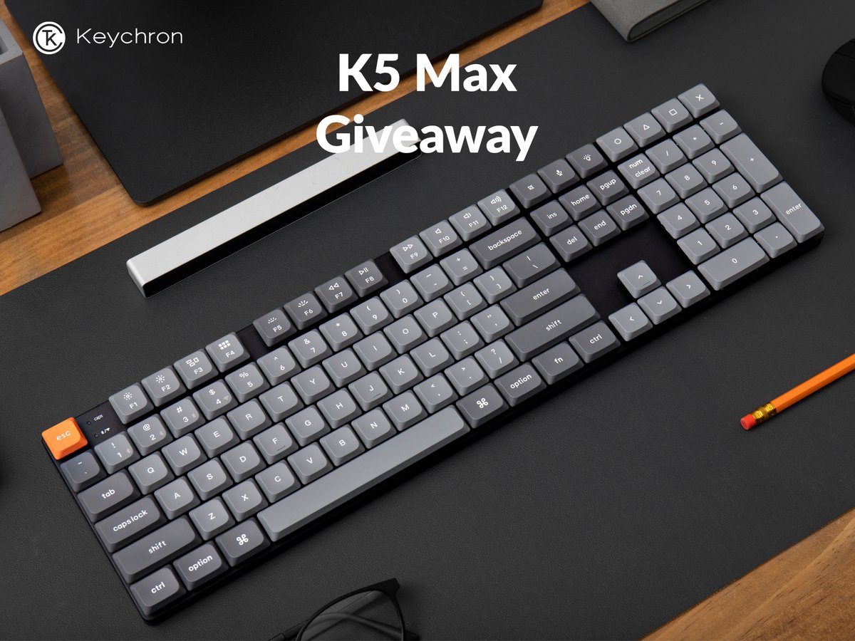 To celebrate the release of the Keychron K5 Max, we are giving away two K5 Max keyboards to two lucky winners🎉. Winners will be announced on January 22nd.
Retweet and join #giveaway 👉🏻 ​loom.ly/yd5reZ8
Order here 👉🏻​bit.ly/47Dg2pe