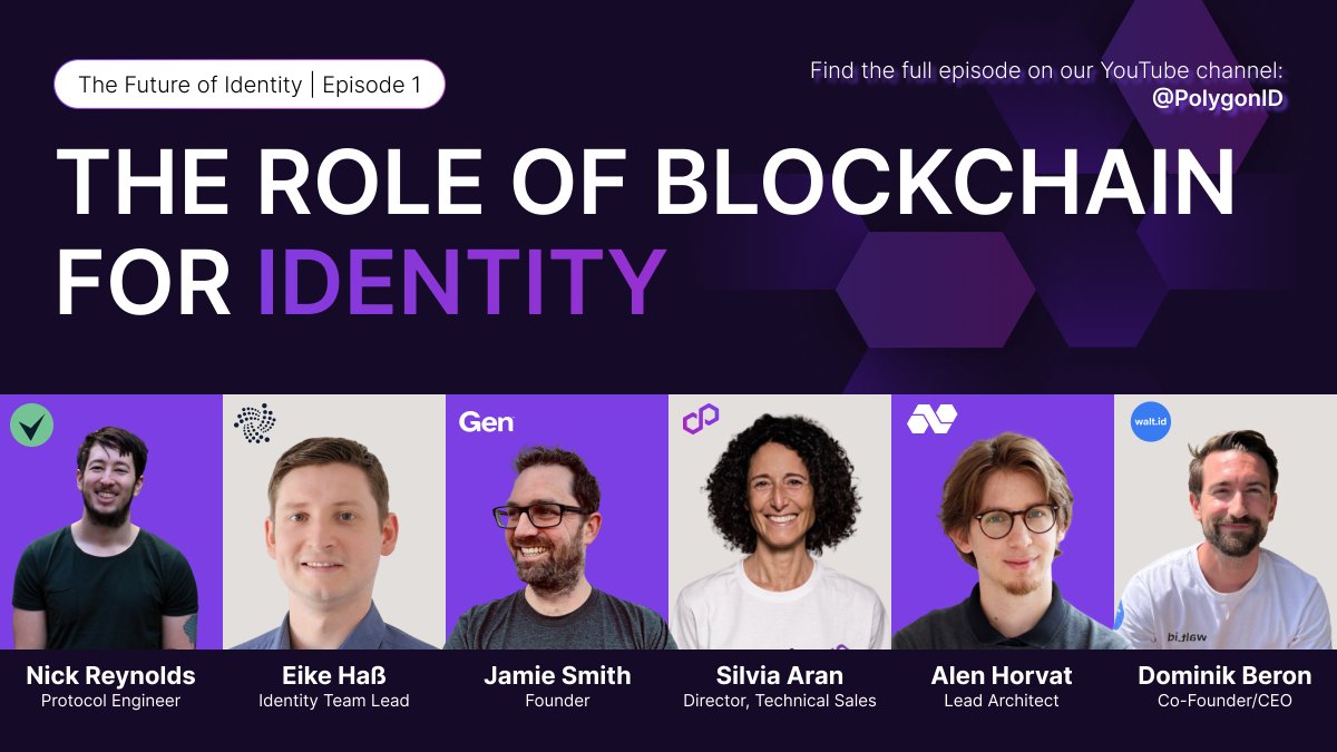 Join the conversation “The Future of Identity”, a series organized by Polygon ID and @walt_id Led by a panel of experts deeply rooted in blockchain and decentralized identity ecosystems The first episode “The role of blockchain for identity” unveils the shift in identity 👇🧵