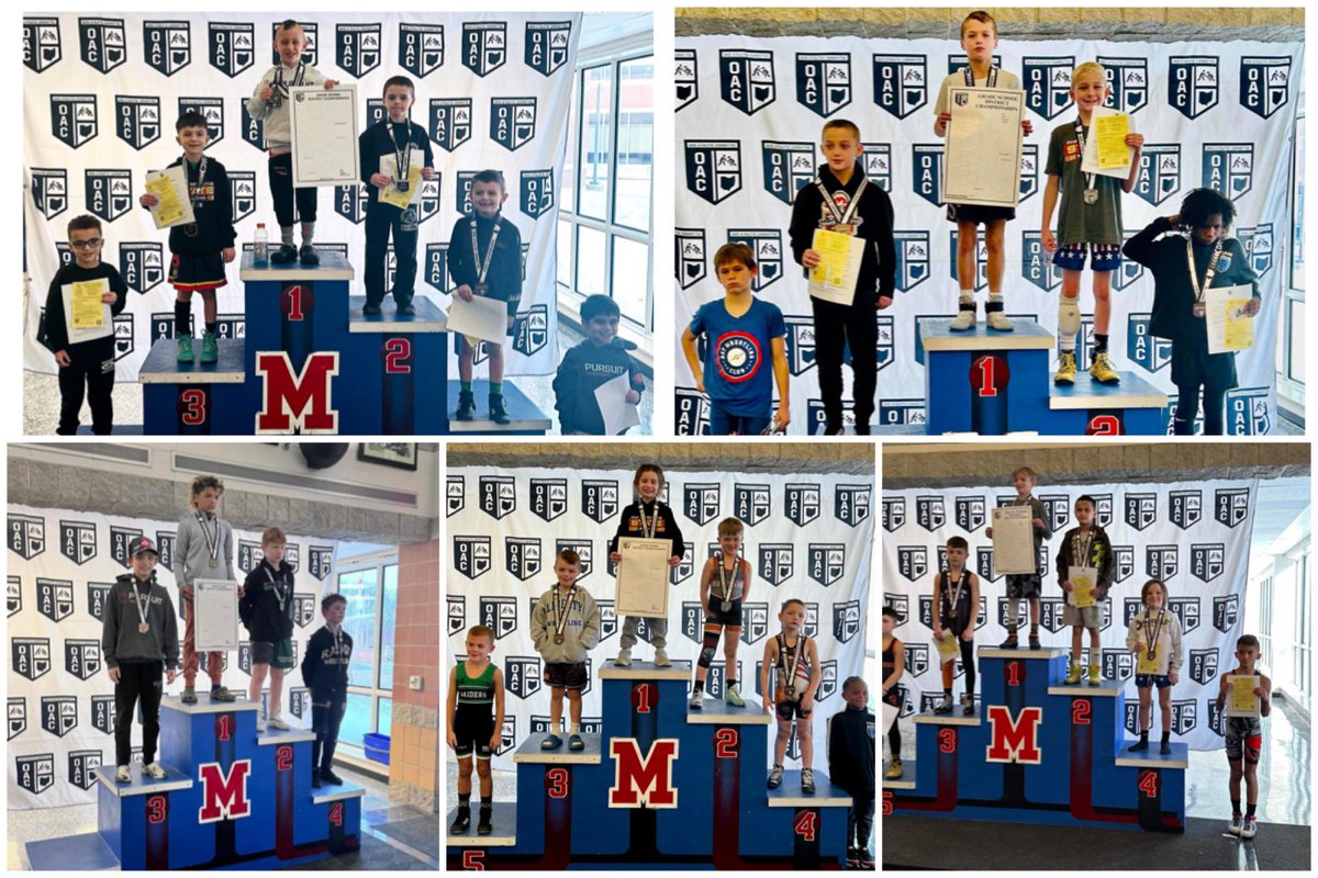 State Bound! (OAC Marysville District)

Asher Pickworth - District Champ Div II 45 lbs 
Bowen Gardner - District Champ Div III 65 lbs 
Cameron Koflowitch - 3rd place Div IV 95 lbs 
Riggins Gardner - 3rd place Div I 55 lbs 
Jack Schifer - 4th place Div III 60 lbs