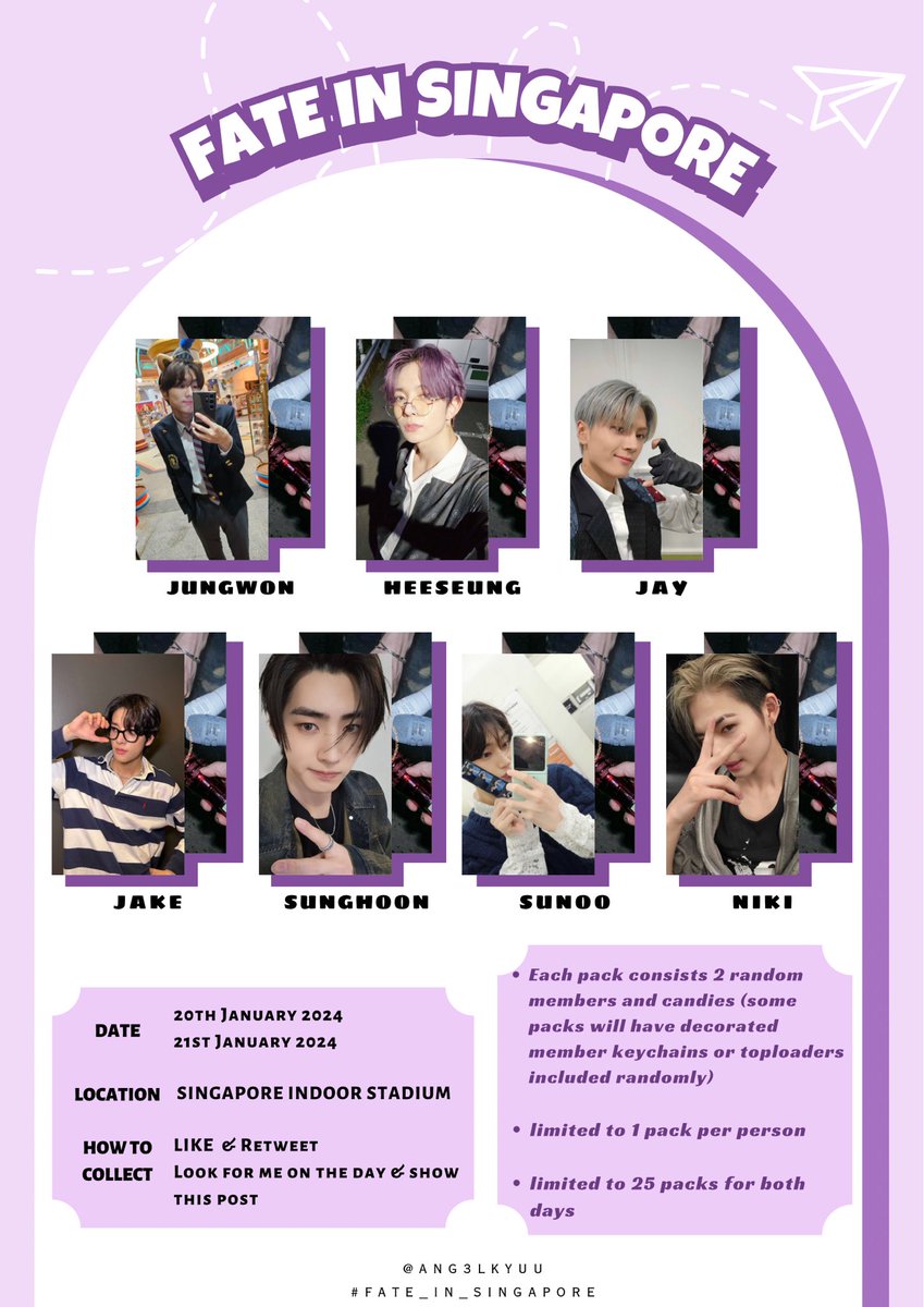 ang3Lkyuu's tweet photo. ˚₊·‌➳❥ 𝑭𝒂𝒕𝒆 𝑰𝒏 𝑺𝒊𝒏𝒈𝒂𝒑𝒐𝒓𝒆 𝑭𝒂𝒏𝒔𝒖𝒑𝒑𝒐𝒓𝒕

📅 20th &amp; 21st January 2024
📍 Singapore Indoor Stadium
⏰  TBC

𝘭𝘪𝘬𝘦 &amp; 𝘳𝘦𝘵𝘸𝘦𝘦𝘵 𝘵𝘰 𝘤𝘭𝘢𝘪𝘮

 #ENHYPEN #FATE_IN_SINGAPORE #FATE_IN_ASIA https://t.co/FlfhSr5Ttz